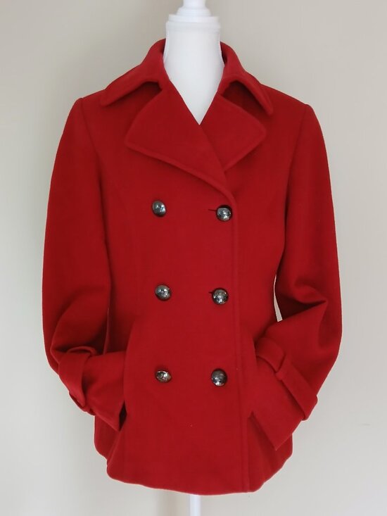 Steilmann Wool & Cashmere Blend Double Breasted Pea Coat Size 8 - Picture 2 of 6